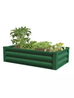 Powder-Coated Metal Raised Garden Bed, 24" X 48" -Flowerpot Discount Store 8599393 02V powder coated metal raised garden bed 24x49 forest green