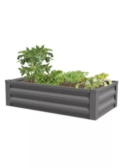 Powder-Coated Metal Raised Garden Bed, 24" X 48" -Flowerpot Discount Store 8599393 03 powder coated metal raised garden bed 24x50 gray