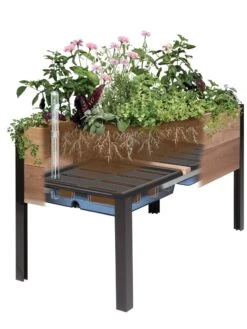 Self-Watering Elevated Planter Box, 2' X 8' -Flowerpot Discount Store 8609009 SW insert art 2021 tif 1
