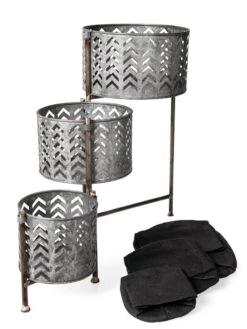 Galvanized Grow Bag Triple Planters With Stand -Flowerpot Discount Store 8609180 4817 tif