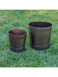Riveted Planters, Set Of 2 15 Riveted Planters, Set Of 2 -Flowerpot Discount Store 8610032 01v