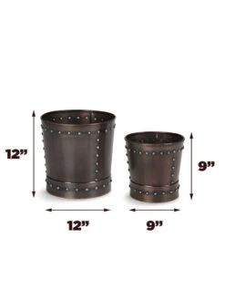 Riveted Planters, Set Of 2 17 Riveted Planters, Set Of 2 -Flowerpot Discount Store 8610032 03v