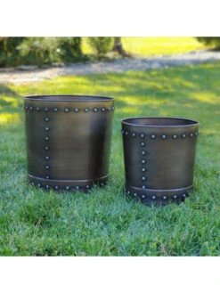 Riveted Planters, Set Of 2 12 Riveted Planters, Set Of 2 -Flowerpot Discount Store 8610081 01v