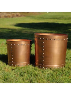 Riveted Planters, Set Of 2 14 Riveted Planters, Set Of 2 -Flowerpot Discount Store 8610081 03v