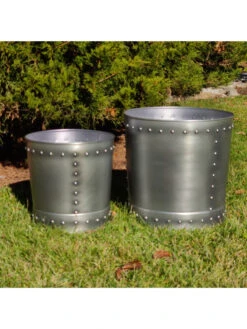 Riveted Planters, Set Of 2 11 Riveted Planters, Set Of 2 -Flowerpot Discount Store 8610081 06v