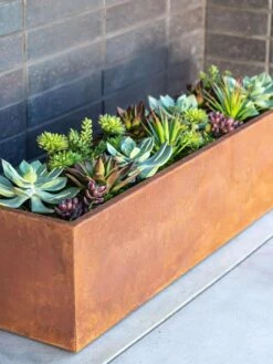 Veradek Metallic Series Corten Steel Window Box Planter, 36" -Flowerpot Discount Store 8611609 02V tif