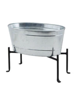 Achla Designs Mini Oval Galvanized Tub With Folding Stand -Flowerpot Discount Store 8612906 03v